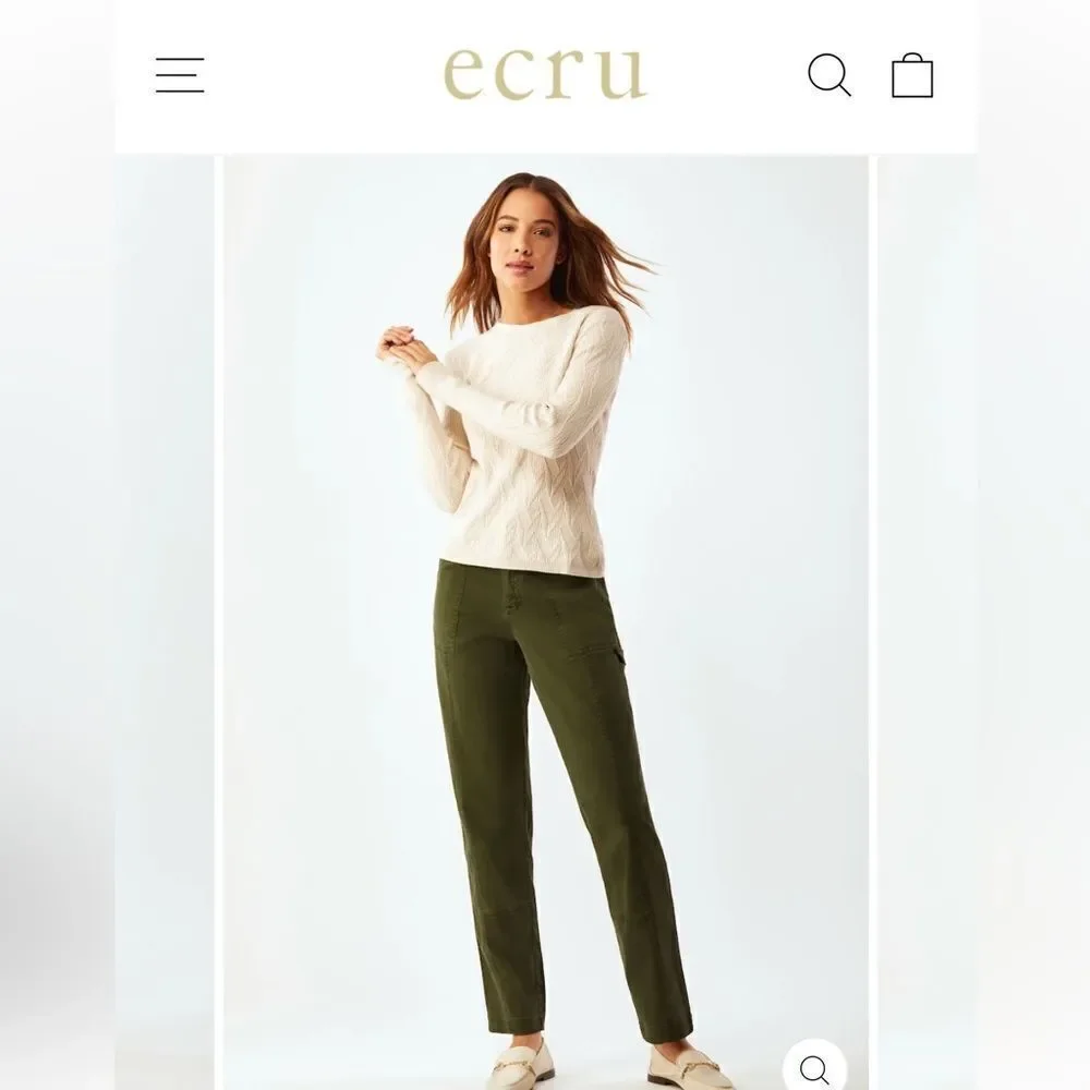Ecru army green utility pants‎ straight leg relaxed fit sz S cotton blend